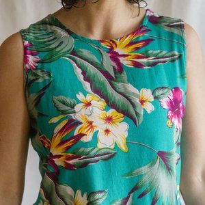 Makai Beach Hawaiian Crop Top - Teal, fits S